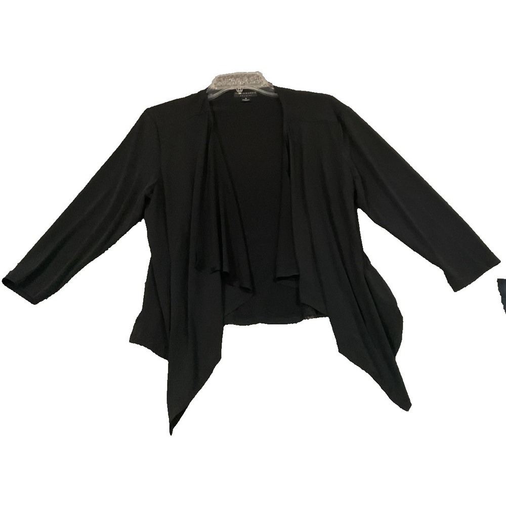 Connected Apparel USA MADE Black Open Point Front Shrug Cardigan Jacket Sz M